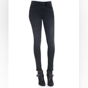 "Kiss my Ass" J Brand Honor High-Rise Skinny in Graphite Studded Photo Ready 31